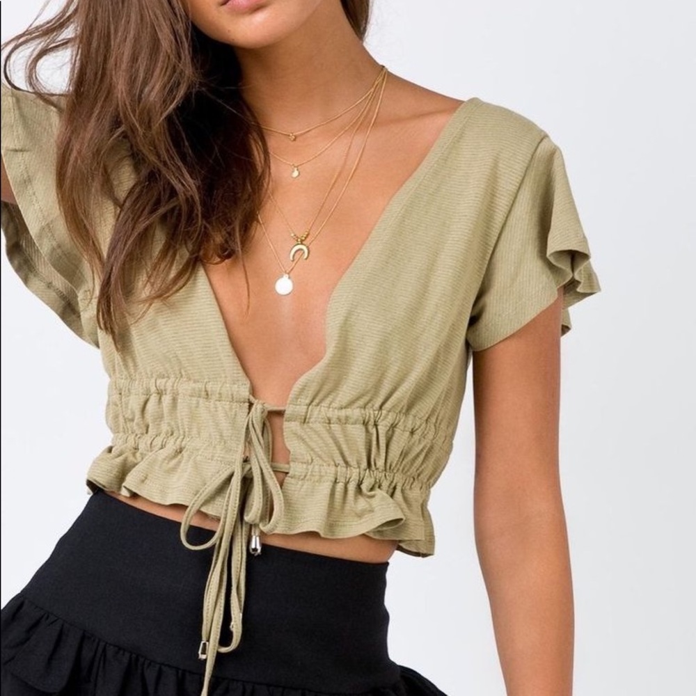 Princess Polly Jamison Reid Crop Top khaki
